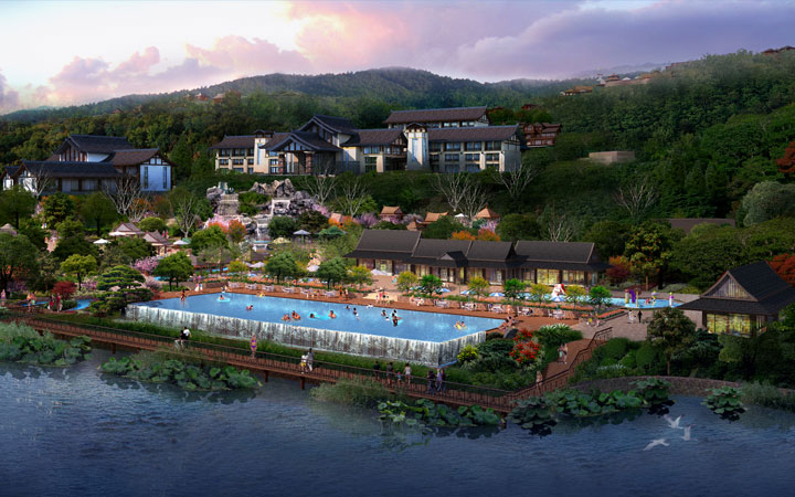 重慶萬(wàn)州長(zhǎng)灘森林溫泉度假區(qū)無(wú)邊池效果圖